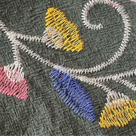 Umgee Green Blouse with Colorful Embroidered Sleeves - Picture 5 of 9